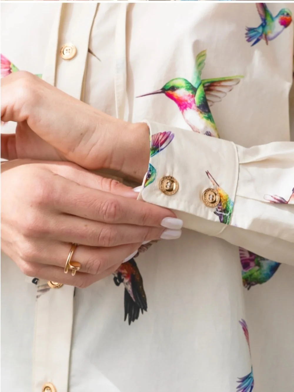 SECRETARIAT POPLIN SHIRT - HUMMINGBIRDS by CARE TUCKER - Picture 4 of 9